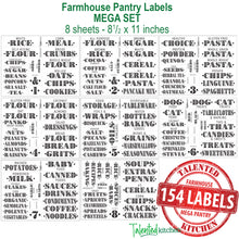 Load image into Gallery viewer, Mega Farmhouse Pantry Label Set, 154 Black Labels