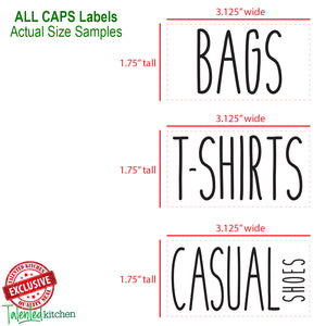 All Caps Closet & Shoe Label Set, 134 Black Labels
