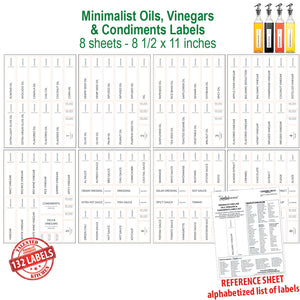 Minimalist Oils, Vinegars & Condiments, 132 Labels