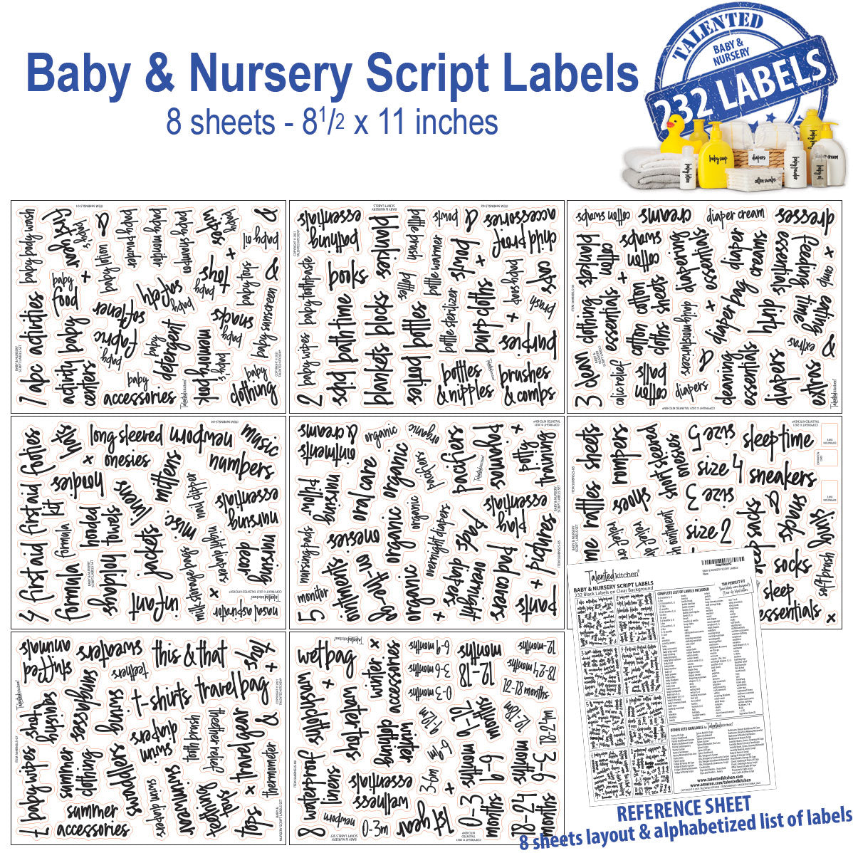 Arts, Crafts & Home Office Label Set, 212 Black Script Labels