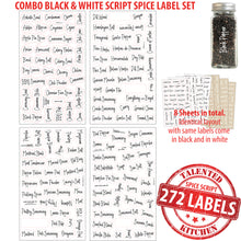 Load image into Gallery viewer, Script Spice Label Combo Set, 272 Black &amp; White Labels