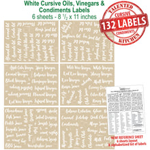Load image into Gallery viewer, 132 Oils, Vinegars &amp; Condiments, White Cursive Labels