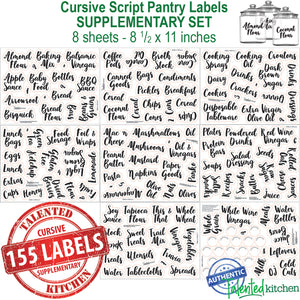 Complementary Cursive Pantry Label Set, 155 Black Labels