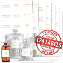 Load image into Gallery viewer, Minimalist Bathroom, Beauty &amp; Makeup Label Set, 174 Gold Labels