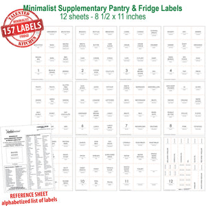 Minimalist Supplementary Pantry & Fridge Labels, 157 Labels