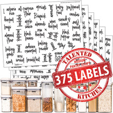 Load image into Gallery viewer, Medium Size Script Pantry Labels, 375 Black Labels