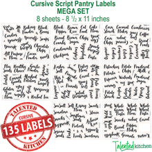 Load image into Gallery viewer, Main Cursive Pantry Labels Set, 135 Black Labels