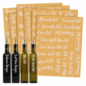 132 Oils, Vinegars & Condiments, White Cursive Labels