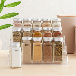 Talented Kitchen 125 Clear Spice Jar Labels - Preprinted Small Seasoning Stickers for Herb Containers and Spice Rack Organization (Black Print on Clear Backing, Water Resistant)