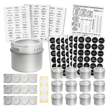 Load image into Gallery viewer, Talented Kitchen 12 Magnetic Spice Jars for Refrigerator with 3 Metal Wall Bases, 269 Preprinted Seasoning Labels, 2 Styles, 1 Cooking Conversion Chart, for 3 oz Containers
