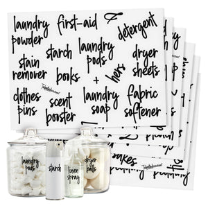 Script Laundry Room Label Set, 141 Black Labels