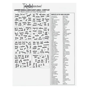 Script Laundry Room Label Set, 141 Black Labels