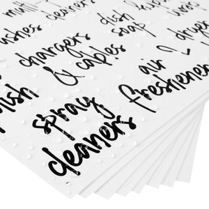 Script Laundry Room Label Set, 141 Black Labels