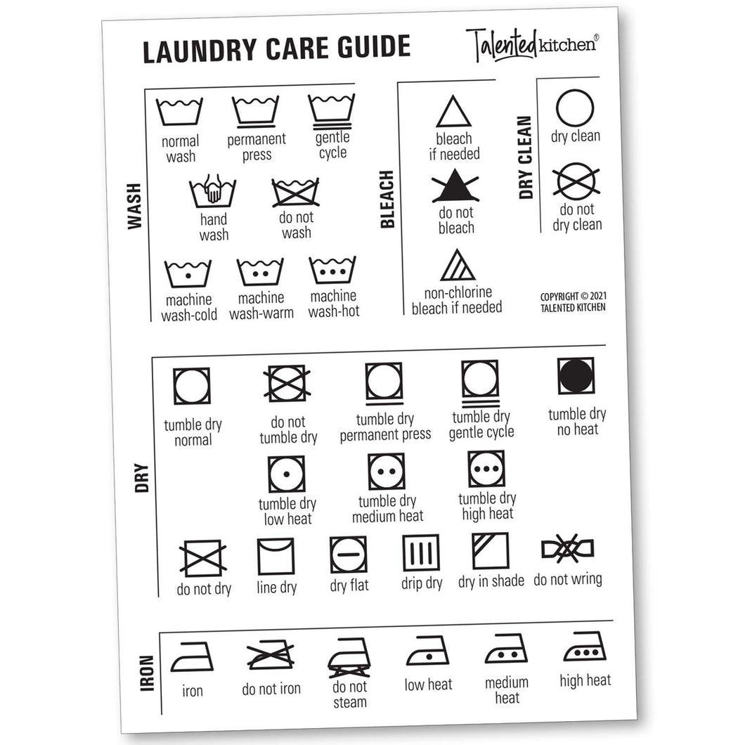 Talented Kitchen Magnetic Laundry Symbols Chart - White Vinyl Laundry Care Guide Sign for Washing, Drying, Ironing, and Dry Clean (5x7 In)
