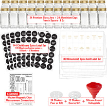 Load image into Gallery viewer, Spice Glass Jars Kit in Gold, 2 Different Sizes Available