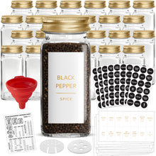 Load image into Gallery viewer, Spice Glass Jars Kit in Gold, 2 Different Sizes Available