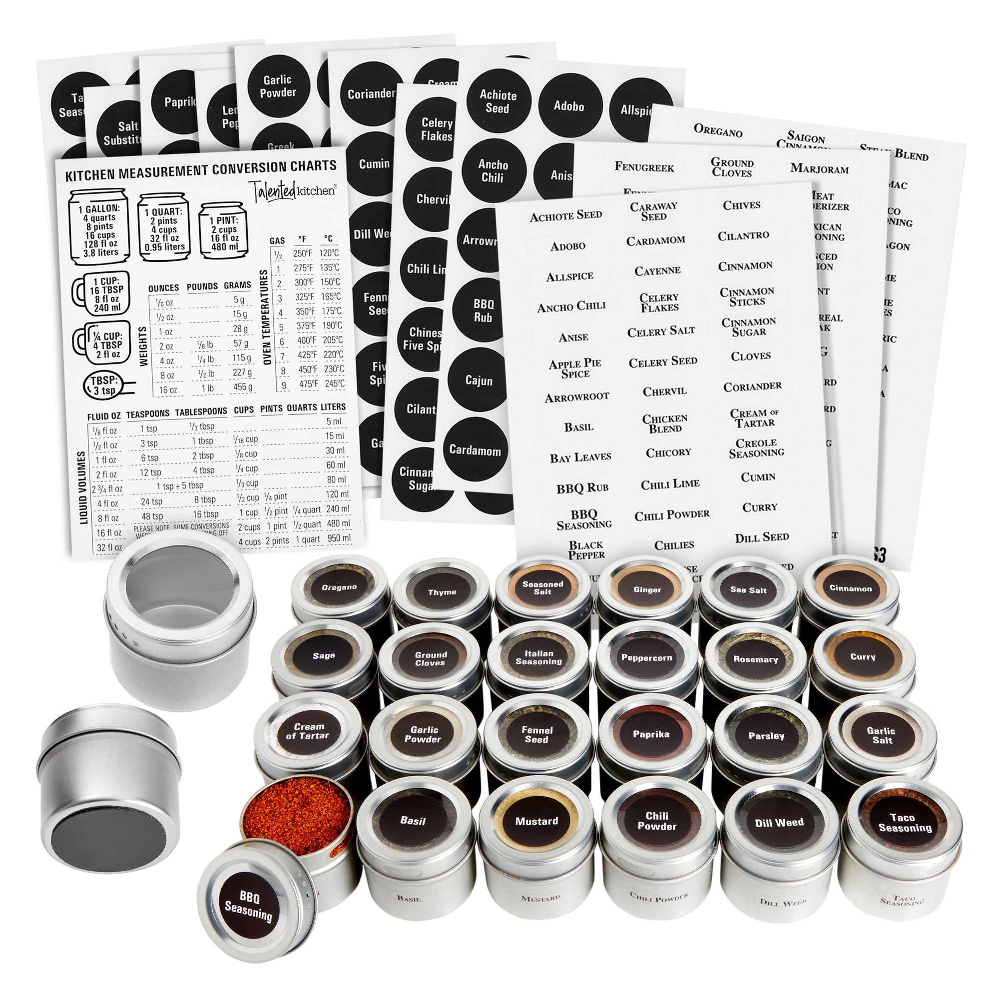 Talented Kitchen 125 Spice Labels Stickers, Clear Spice Jar Labels  Preprinted for Seasoning Herbs, Kitchen Spice Rack Organization, Water  Resistant
