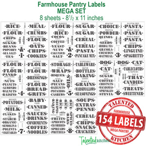 Mega Farmhouse Pantry Label Set, 154 Black Labels
