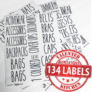 All Caps Closet & Shoe Label Set, 134 Black Labels