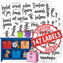 Load image into Gallery viewer, Playroom Label Set, 147 Black Labels