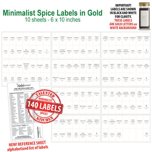 Minimalist Spice Labels, 140 Gold Labels