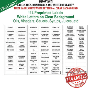 114 Oils, Vinegar & Sauces, White Labels