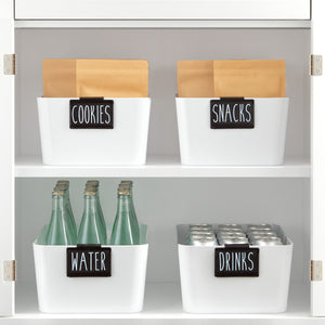 Talented Kitchen 18 Pack Black Label Holders - Removable Metal Bin Clips for Pantry Baskets and Storage Bins (3.5x2.5 In)