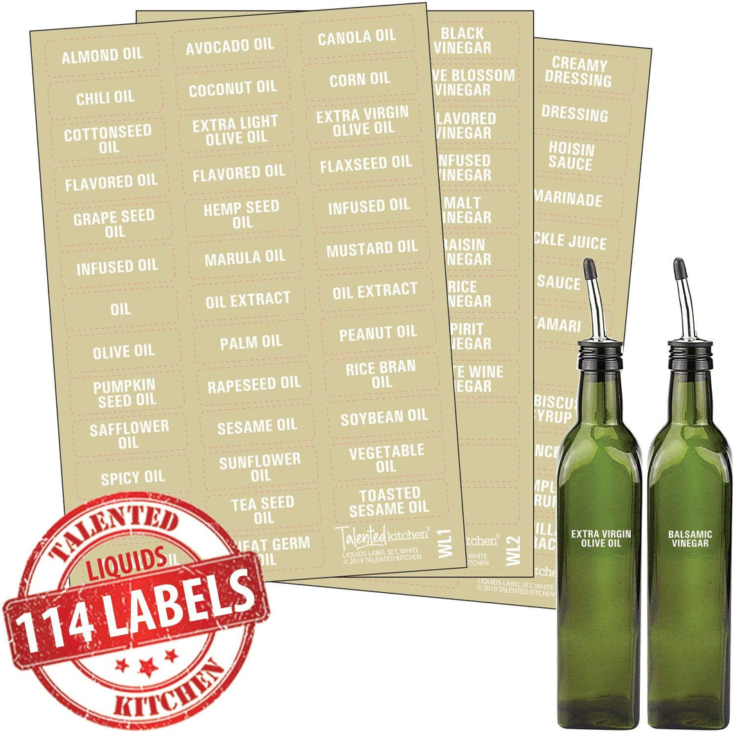 114 Oils, Vinegar & Sauces, White Labels
