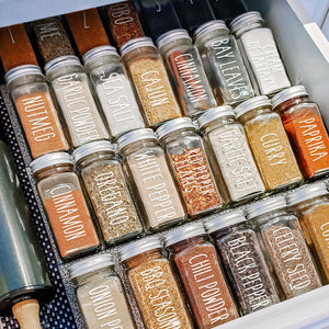 Thin All Caps Spice Labels, 145 White Labels