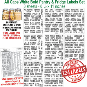 All Caps Bold Pantry & Fridge Labels, 224 White Labels