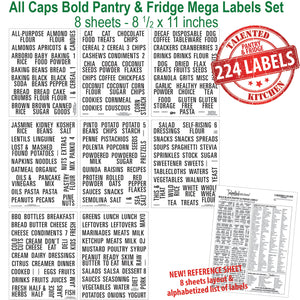 All Caps Bold Pantry & Fridge Labels, 224 Black Labels