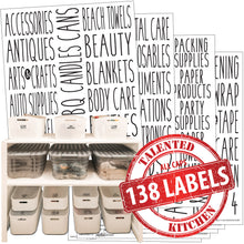 Load image into Gallery viewer, All Caps Household &amp; Storage Label Set, 138 Black Labels