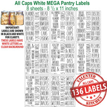 Load image into Gallery viewer, All Caps Mega Pantry Labels, 136 White Labels