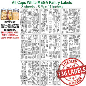 All Caps Mega Pantry Labels, 136 White Labels