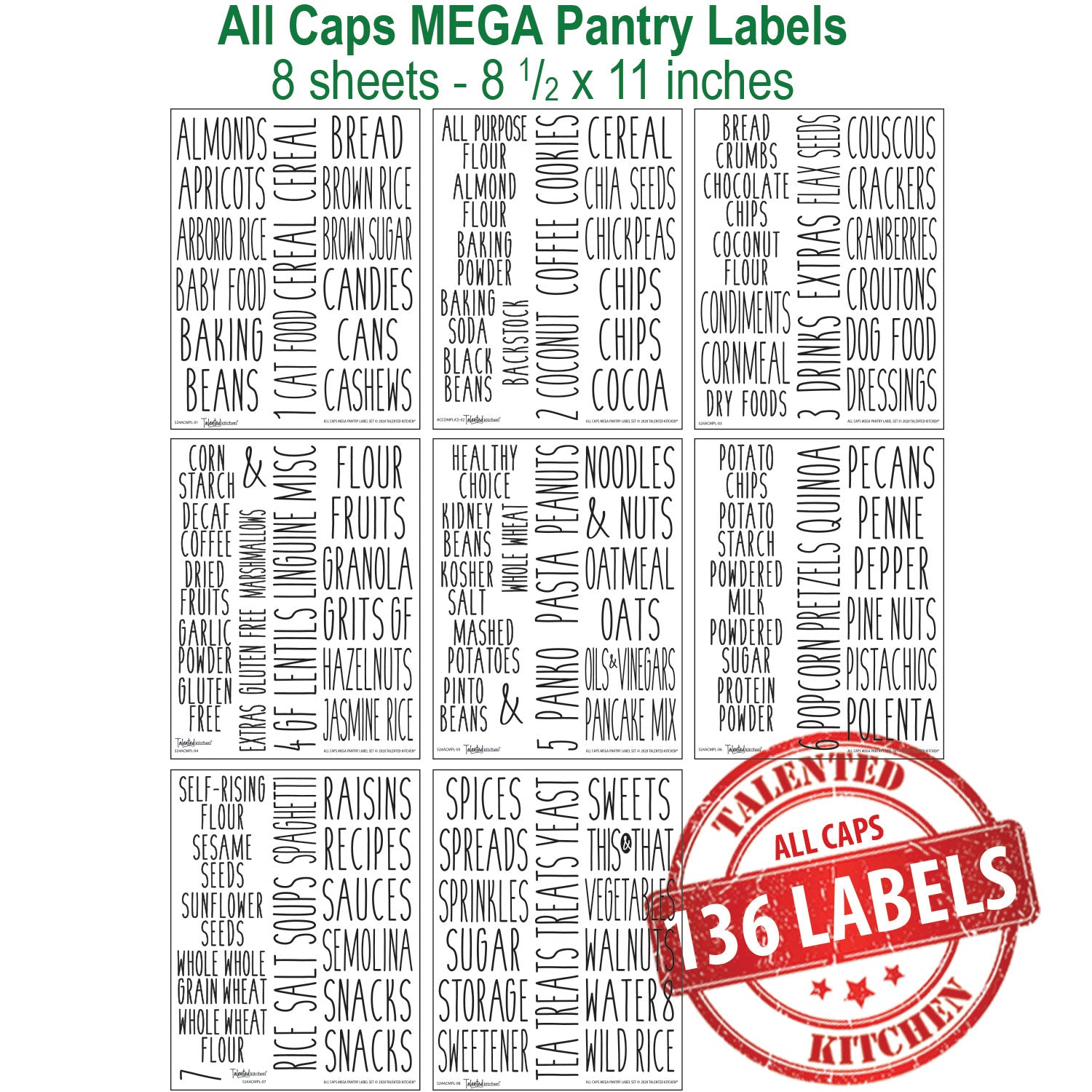 X-Chef 140 Kitchen Pantry Labels, 10x10 Black Chalkboard Stickers and 2x20  Clear Preprinted Pantry Labels