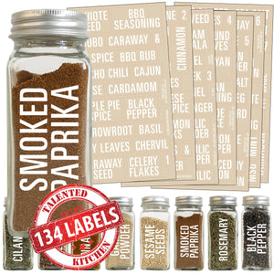 All Caps Spice Label Set, 134 White Labels