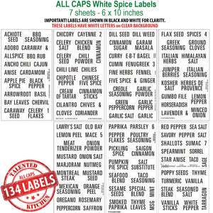 Thin All Caps Spice Labels, 145 White Labels – Talented Kitchen