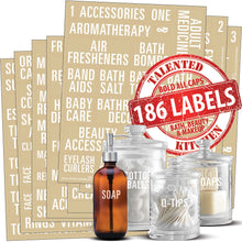 Load image into Gallery viewer, Bold All Caps Bathroom, Beauty &amp; Makeup Label Set, 186 White Labels