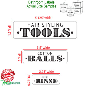Farmhouse Bathroom Label Set, 72 Black Labels