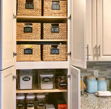 Load image into Gallery viewer, 8 Black Clip Label Holders for Bins Baskets or Boxes (8 BLACK CLIPS)