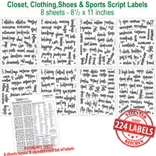 Load image into Gallery viewer, Script Closet, Shoes &amp; Sports Label Set, 224 Black Labels