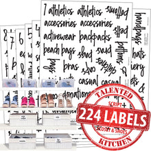 Load image into Gallery viewer, Script Closet, Shoes &amp; Sports Label Set, 224 Black Labels