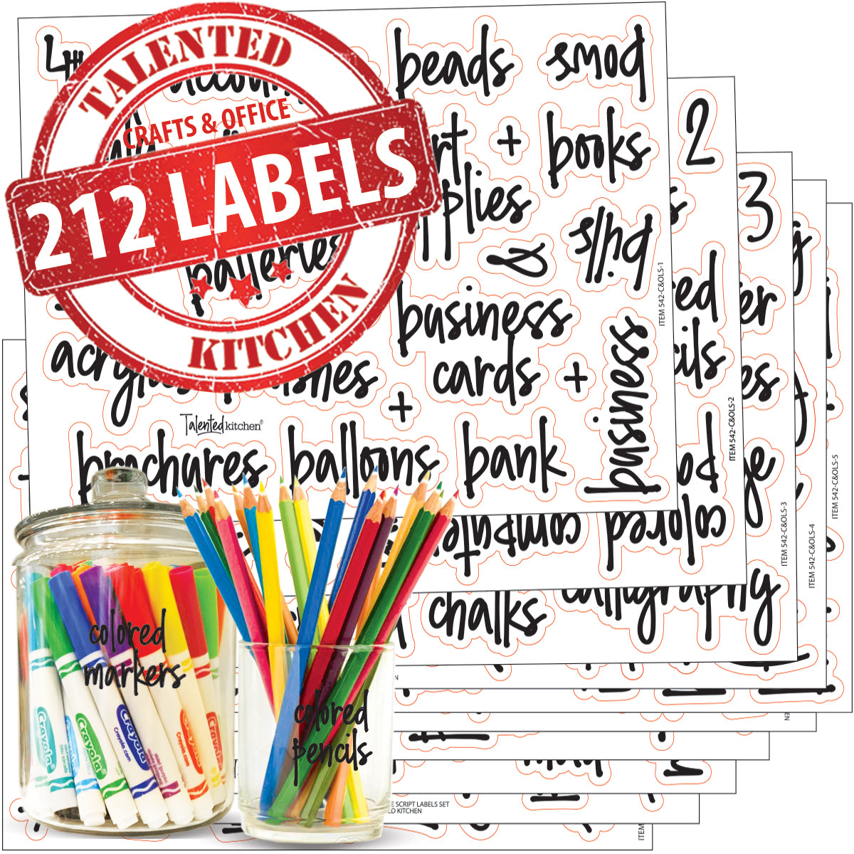 Arts, Crafts & Home Office Label Set, 212 Black Script Labels – Talented  Kitchen