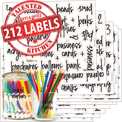 Arts, Crafts & Home Office Label Set, 212 Black Script Labels
