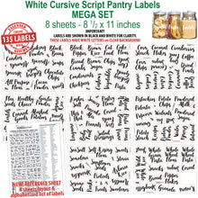 Load image into Gallery viewer, Cursive Pantry Label Set, 135 White Labels