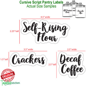 Cursive Pantry Label Set, 135 White Labels