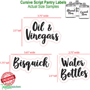 Complementary Cursive Pantry Label Set, 155 Black Labels