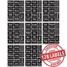 Load image into Gallery viewer, Cursive Chalkboard Pantry Label Set, 128 Black Labels