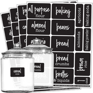 Script Chalkboard Pantry Label Set, 128 Black Labels