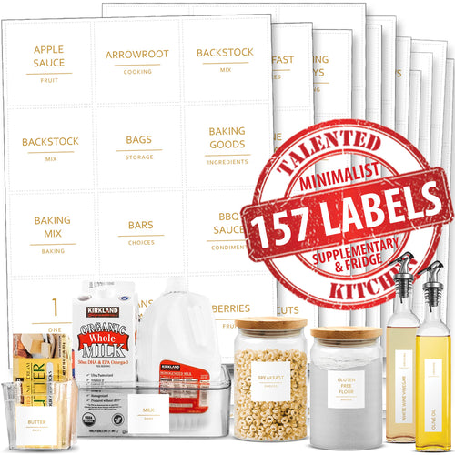 Minimalist Supplementary Pantry & Fridge Labels, 157 Gold Labels